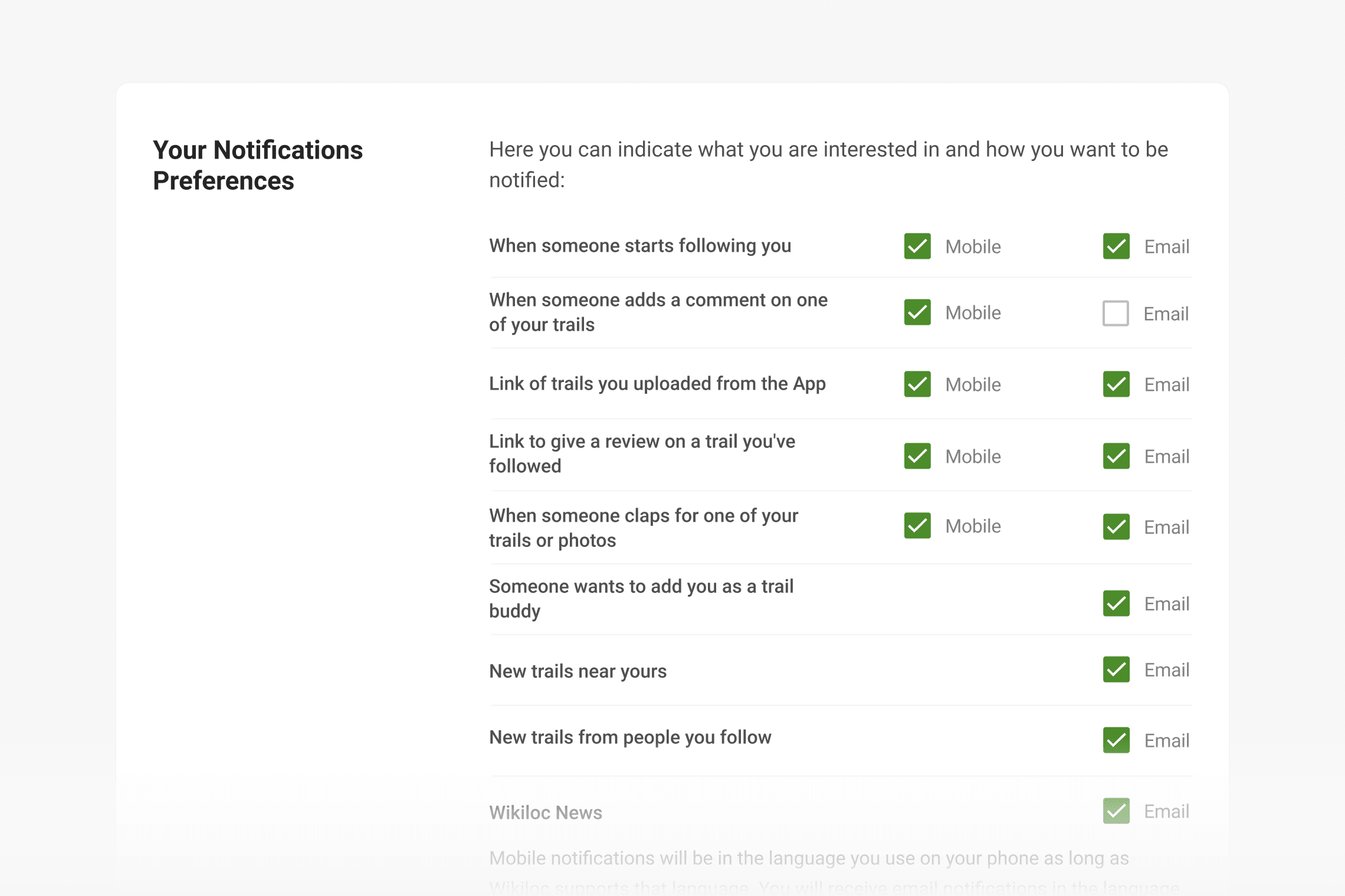 Notification preferences for claps