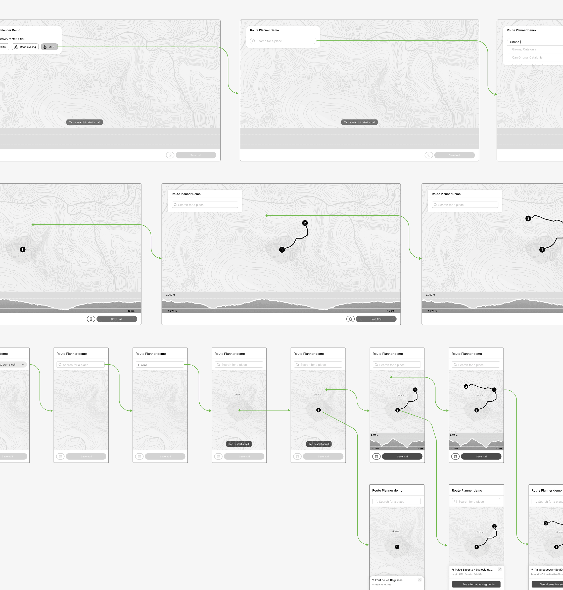 Route Planner wireframes